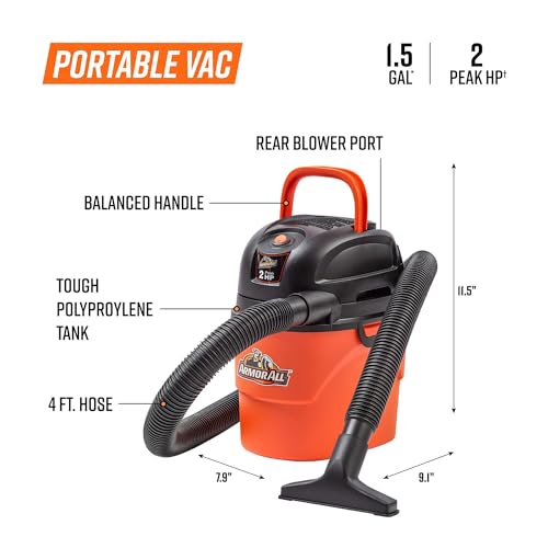Armor All AA155 - Aspiradora portátil de 1.5 galones y 2 HP