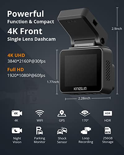 Kingslim Cámara de tablero D5-4K con WiFi - Cámara de tabler
