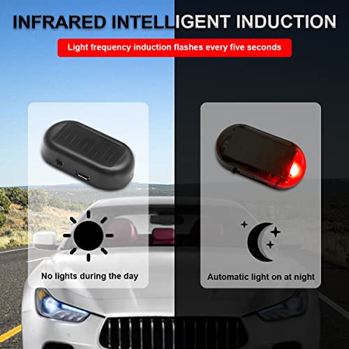 Alarma simulada de energía solar para automóvil, luz LED ant