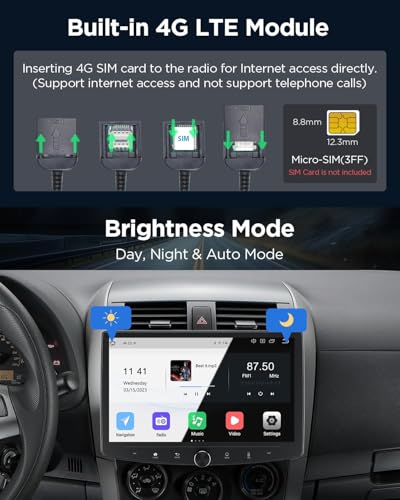 Eonon Estéreo de coche doble DIN de 6 GB+64 GB, receptor de