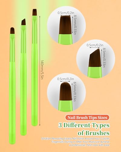 3 cepillos de limpieza de esmalte de uñas, redondo y falso y