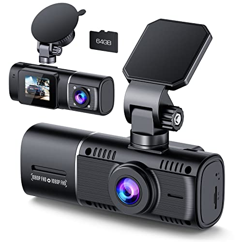 Cámara dual frontal e interna para auto, 1080p, cámara infra