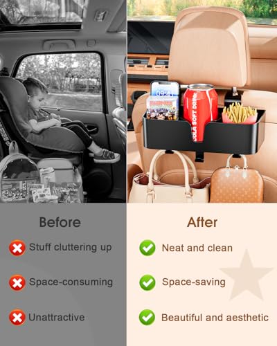 Organizador de asiento trasero 4 en 1 para reposacabezas de