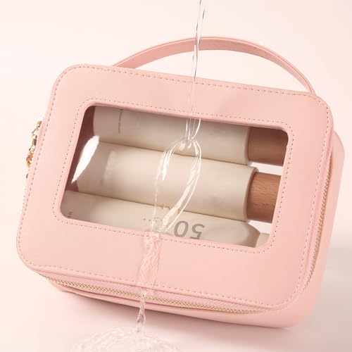 Bolsa de maquillaje transparente con asa, bolsa grande de as