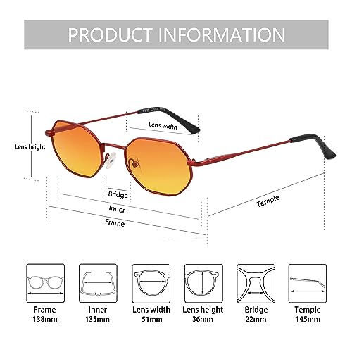 ZENOTTIC Gafas de sol polarizadas octogonales pequeñas para