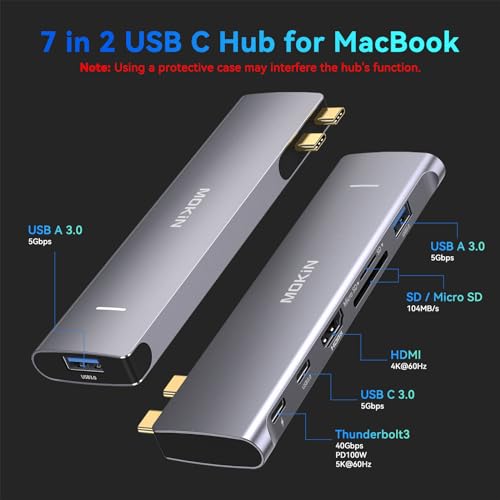 Adaptador USB C para MacBook Pro 2023 2022 2021, adaptador U