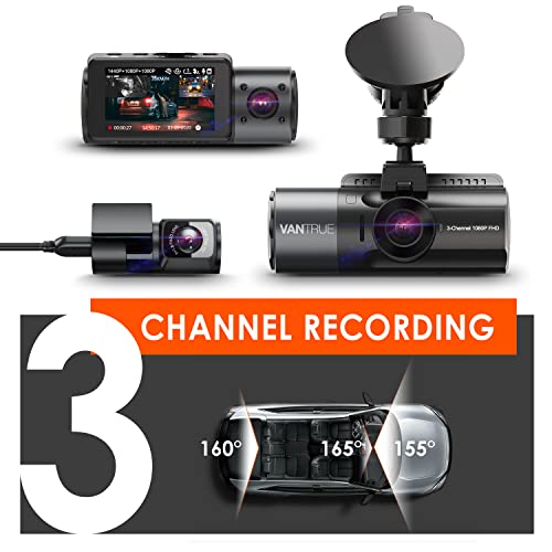 VANTRUE N4 - Cámara de tablero de 3 canales, 4K+1080P de dob
