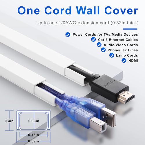 ZhiYo Pared oculta de cable para un cable, cubiertas de cabl