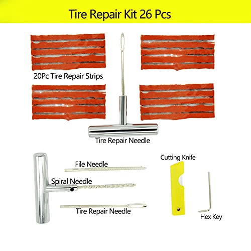 Kit de tapones para neumáticos de alta resistencia, 26 pieza