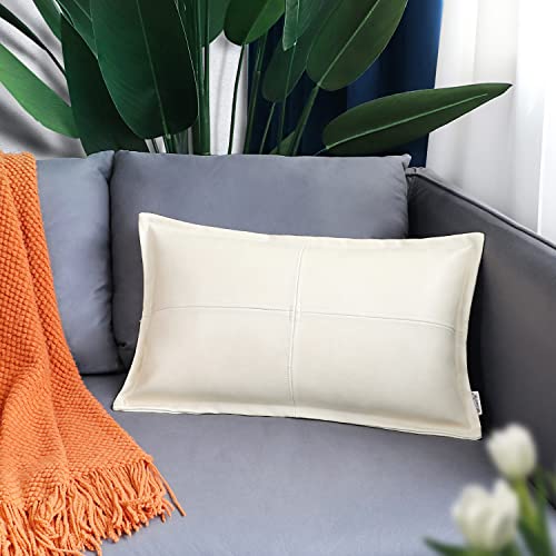 BRAWARM Funda de almohada de piel sintética color crema de 1