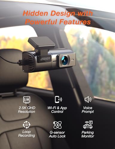 iZEEKER Cámara de tablero WiFi de 2.5 K para coches, mini cá