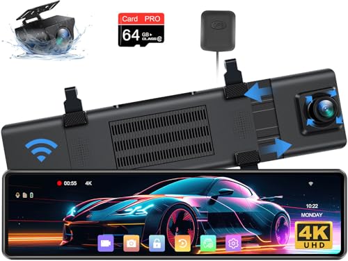 Cámara de espejo retrovisor 4K de 12 pulgadas mejorada 2025