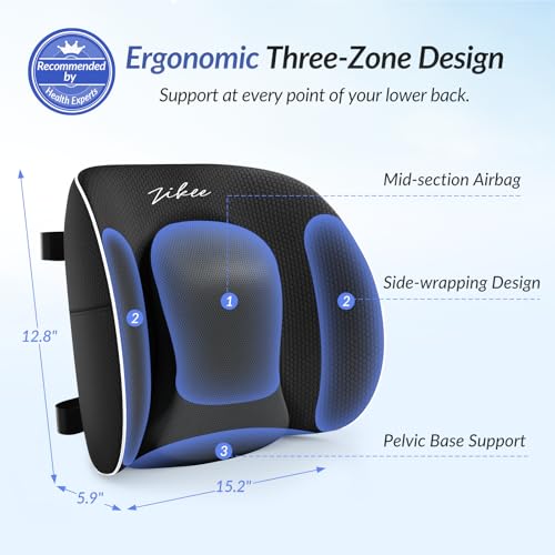 ZIKEE Almohada de apoyo lumbar con bolsa de aire para silla