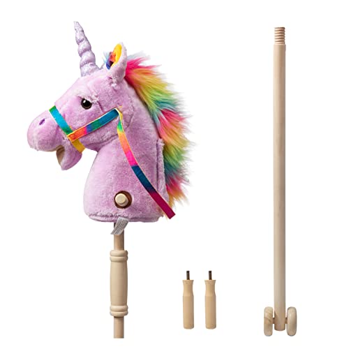 HollyHOME Caballo de palo de unicornio hecho a mano, caballo de pasati