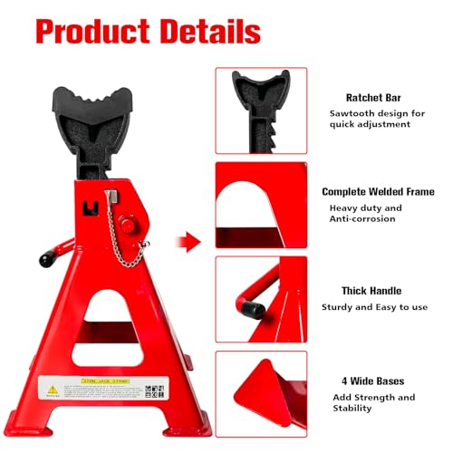 Soportes para gatos de 3 toneladas (6,600 libras), 11.22 a 1
