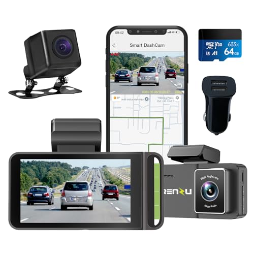 Cámara de tablero 4K delantera y trasera con microSD de 64 G
