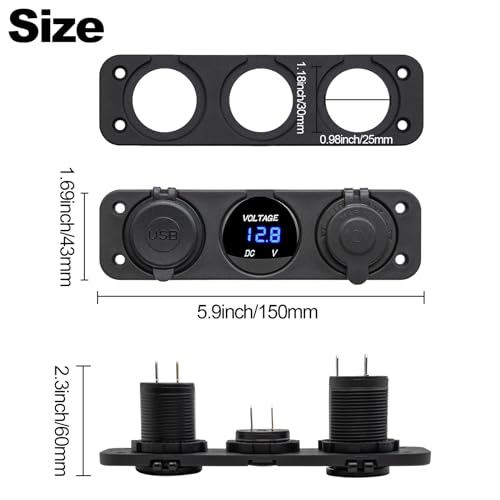 Panel de cargador 3 en 1 de salida USB de 12 V, salida USB d