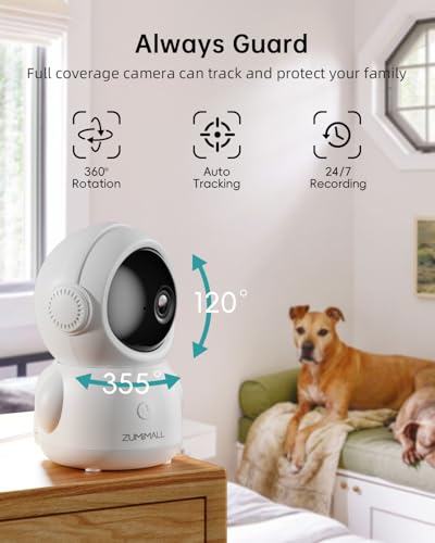 ZUMIMALL Cámara de seguridad para interiores, monitor de beb
