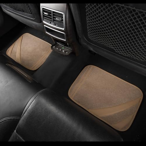 CAR PASS Alfombrillas de cuero beige impermeables con borde