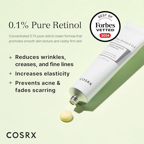 COSRX Crema de retinol al 0.1%, 0.67 onzas, crema antienveje