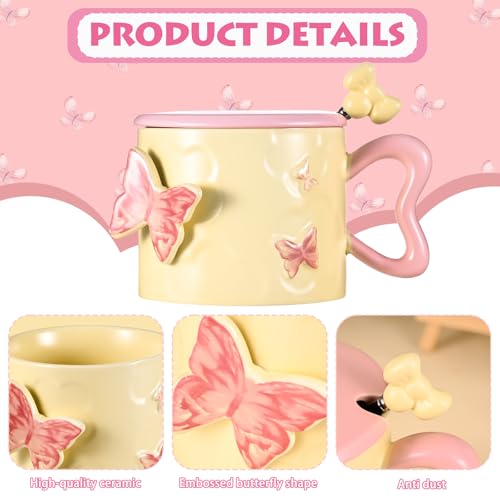 Yoiemivy Taza de café de cerámica con tapa y cuchara, taza d