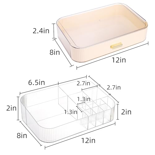 Organizador de maquillaje transparente con cajón, vitrina de