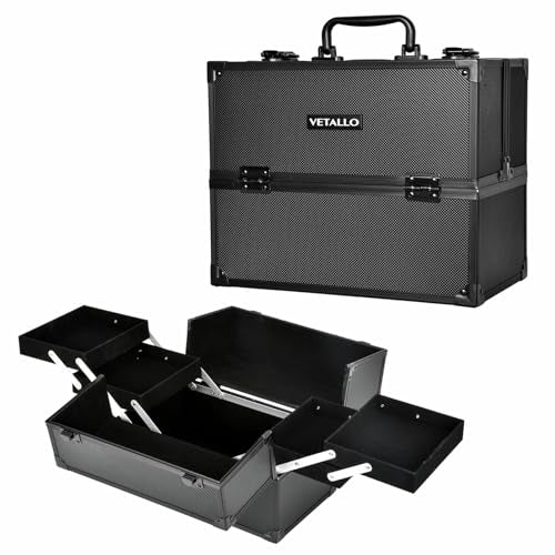VETALLO Estuche de maquillaje grande, organizador portátil d