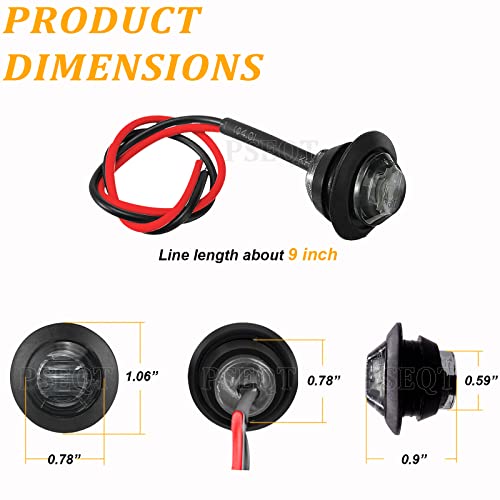 PSEQT Luces LED redondas de 3/4 pulgadas para remolque, luce