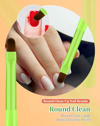 3 cepillos de limpieza de esmalte de uñas, redondo y falso y