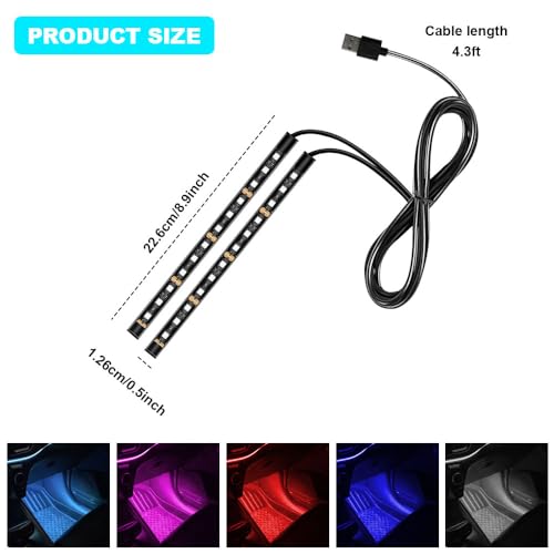 Tira de luz LED para automóvil, 24 luces LED RGB de neón par