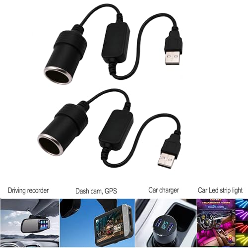 Cable convertidor USB A macho a 12 V para encendedor de ciga