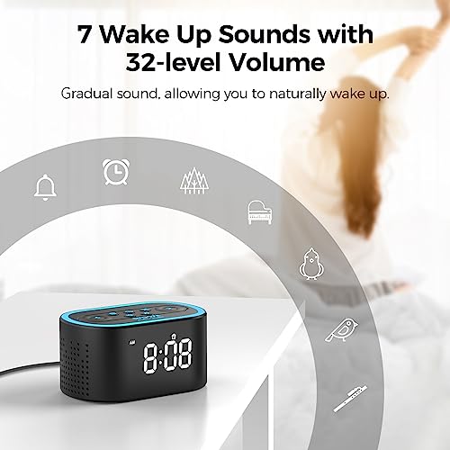 REACHER Reloj despertador digital y máquina de sonido de ruido blanco,