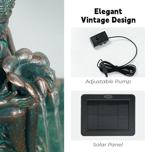 ZMG Angel Fairy - Fuente de agua solar de 14 pulgadas para e