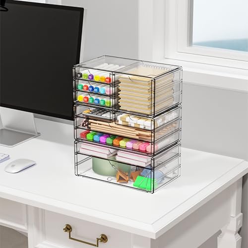 Yieach Paquete de 3 cajones de almacenamiento transparentes