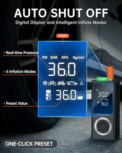 Cordless Tire Inflator Portable Air Compressor, 150 PSI Air