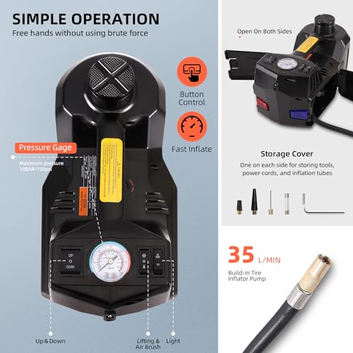Kit de gato eléctrico de 5 toneladas y 12 V con llave de imp