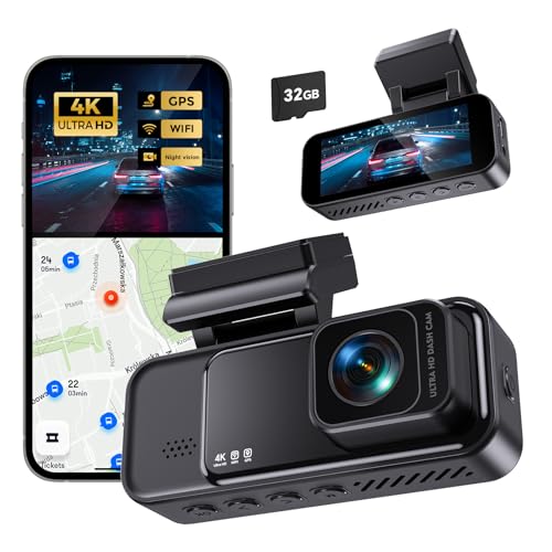 Dash Cam 4K frontal, cámara de tablero GPS WiFi integrada pa