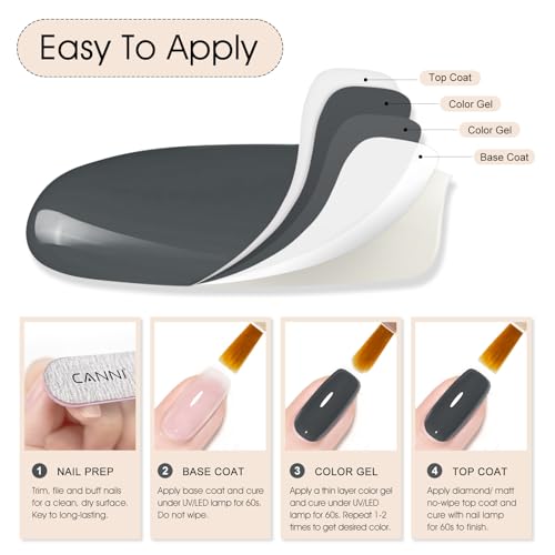 CANNI Esmalte de uñas de gel gris, 1 unidad de esmalte de uñ