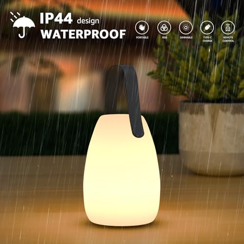 uuffoo Lámpara de mesa portátil para interior/exterior, reca