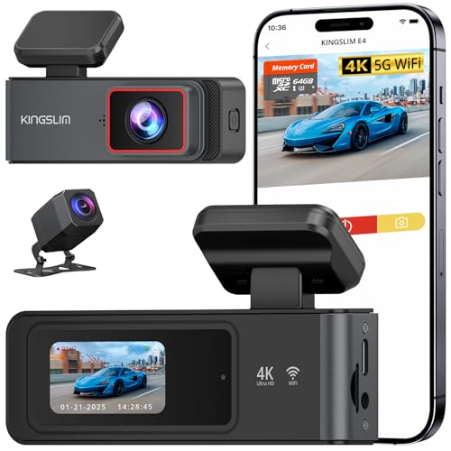 Kingslim Cámara de tablero 4K delantera y trasera con tarjet