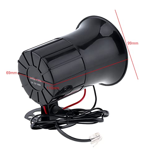 Bocina de sirena de alarma con cable, 100 W 12 V 6 sonido co