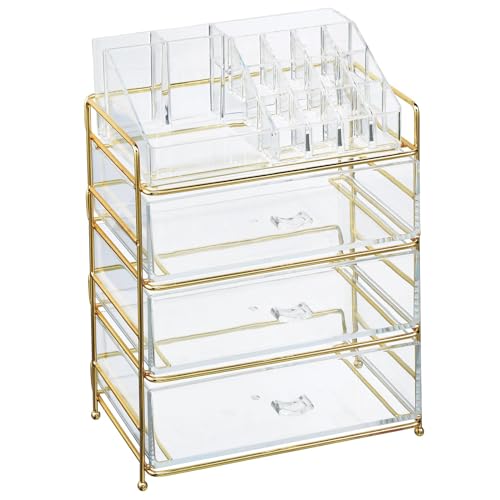 mDesign Organizador de cosméticos de plástico con 3 cajones