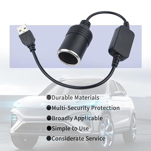 Adaptador USB a encendedor de cigarrillos de 1.2 pies, enchu