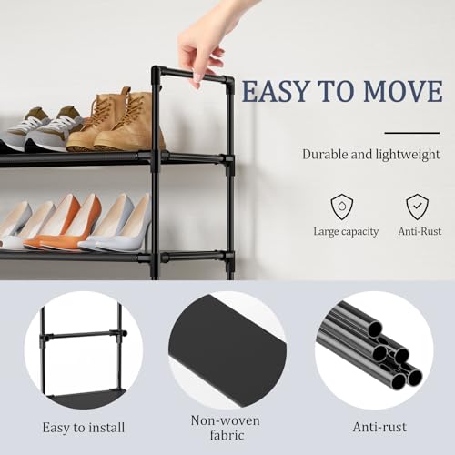 Zapatero con tela no tejida, organizador de zapatos apilable
