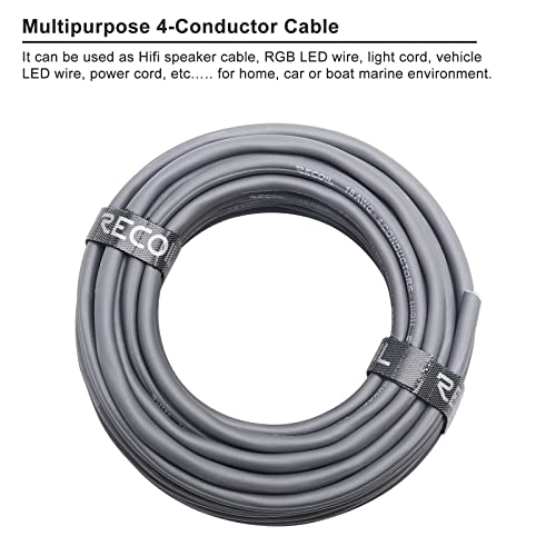Recoil 100 pies 4 conductores 18AWG de bajo voltaje RGB cabl