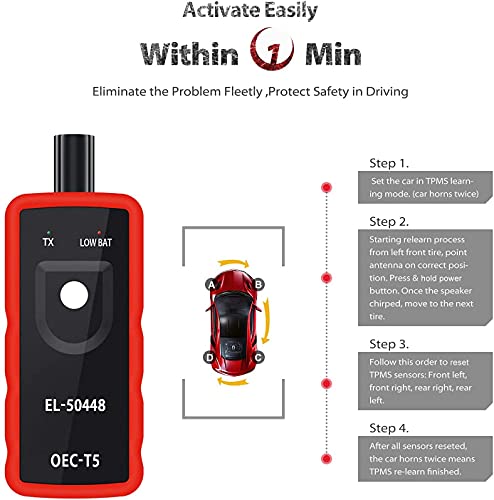 JDiag EL50448 TPMS Relearn - Sensor de presión de neumáticos