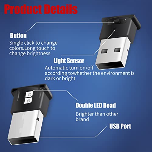 UYYE Mini luz LED de brillo ajustable de 8 colores, accesori
