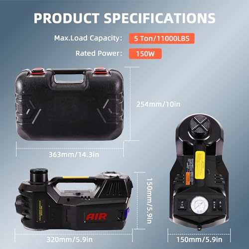 Kit de gato eléctrico de 5 toneladas y 12 V con llave de imp