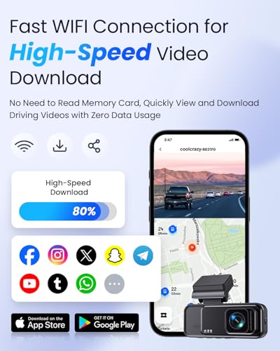 Dash Cam 4K frontal, cámara de tablero GPS WiFi integrada pa