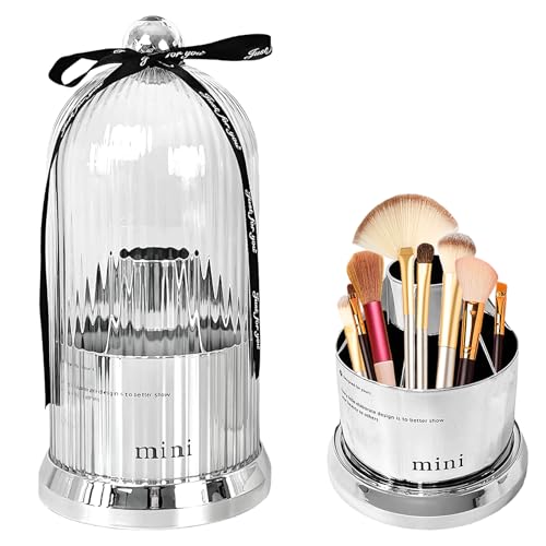 Soporte para brochas de maquillaje con tapa, giratorio de 36